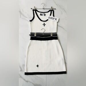 SMFK Sleeveless Ribbed Cropped Top and High-waist Skirt Set